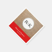 Burlap & Red Mit Monogramm Wedding Serviette (Ecke)