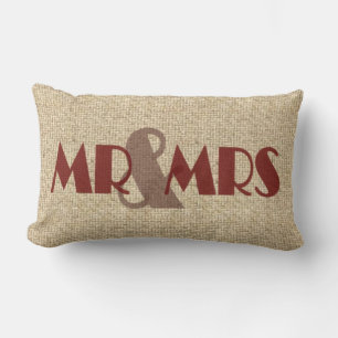 Burlap red mr mrs Hochzeit dekoratives Kissen