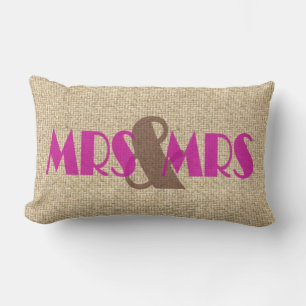 Burlap rosa mrs mrs Hochzeit dekoratives Kissen