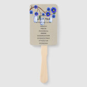 Burlap Rustic Blue Floral Mason Jars Wedding Fächer (Vorderseite)