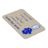 Burlap Rustic Blue Mason Jar speichern das Date Ma Magnet (Rechte Seite)