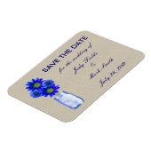 Burlap Rustic Blue Mason Jar speichern das Date Ma Magnet (Linke Seite)