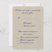 Burlap Rustic Blue Mason Jars Response Card Einladung (Rückseite)