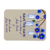 Burlap Rustic Blue Mason Jars retten das Date Magn Magnet (Horizontal)