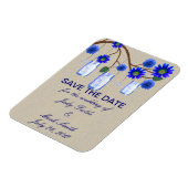 Burlap Rustic Blue Mason Jars retten das Date Magn Magnet (Linke Seite)