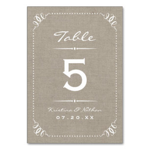 Burlap Rustic Chic Tischnummern