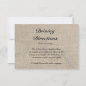 Burlap Rustic Empfang Directions Card Glacier Einladung (Rückseite)