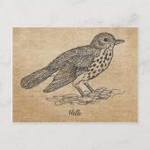 Burlap Rustic Hello Little bird Postkarte (Vorderseite)