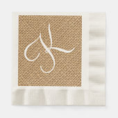 Burlap Rustic Initial | Hochzeitspapier Napkins Serviette (Vorderseite)