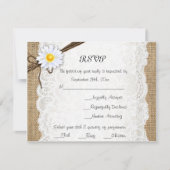 Burlap Rustic Lace Daisy Blume Wedding RSVP Card (Vorderseite)