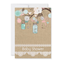 Burlap Rustic Lace Mason Jar Baby Shower Einladung