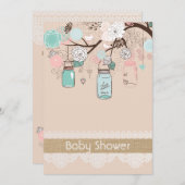 Burlap Rustic Lace Mason Jar Baby Shower Einladung (Vorne/Hinten)