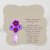 Burlap Rustic Lila Mason Jar Wedding Einladung (Vorne/Hinten)