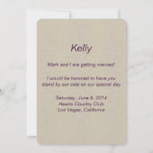 Burlap Rustic Lila Mason Jars Bridesmaid Card Einladung (Rückseite)