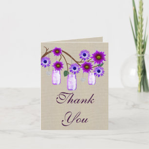Burlap Rustic Lila Mason Jars Danke Karte