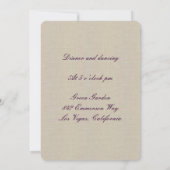 Burlap Rustic Lila Mason Jars Empfang Card Einladung (Rückseite)