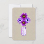 Burlap Rustic Lila Mason Jars Table Platzkarte (Rückseite)