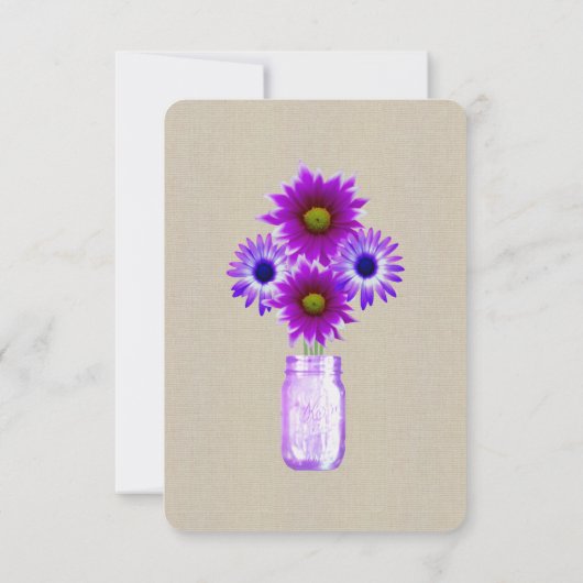 Burlap Rustic Lila Mason Jars Table Platzkarte (Rückseite)