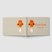 Burlap Rustic Orange Floral Mason Jar Wedding Gästebuch (Voll)