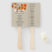 Burlap Rustic Orange Floral Mason Jars Wedding Fächer (Vorne und Hinten)