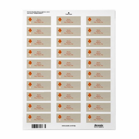 Burlap Rustic Orange Mason Jar Address Labels (Vorne)