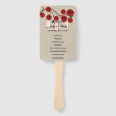 Burlap Rustic Red Floral Mason Jars Wedding Fächer (Vorderseite)