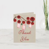 Burlap Rustic Red Mason Jars Danke Karte (Vorderseite)