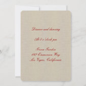 Burlap Rustic Red Mason Jars Empfang Card Einladung (Rückseite)