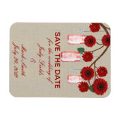 Burlap Rustic Red Mason Jars retten das Date Magne Magnet (Horizontal)