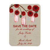 Burlap Rustic Red Mason Jars retten das Date Magne Magnet (Vertikal)