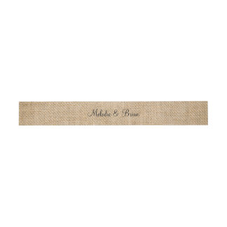 Burlap Rustic Wedding Couple Names Imitate Textur Einladungsbanderole