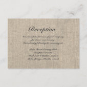Burlap Rustic Wedding Reception Directors Card Begleitkarte (Vorderseite)
