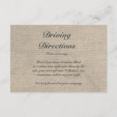 Burlap Rustic Wedding Reception Directors Card Begleitkarte (Rückseite)