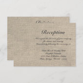 Burlap Rustic Wedding RSVP Card Begleitkarte (Vorne/Hinten)