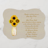 Burlap Rustic Yellow Mason Jar Wedding Einladung (Vorne/Hinten)