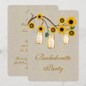 Burlap Rustic Yellow Mason Jars Junggeselinnen-Abs Einladung (Vorne/Hinten)