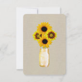 Burlap Rustic Yellow Mason Jars Table Platzkarte (Rückseite)