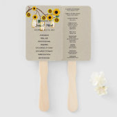 Burlap Rustikal Gelbe Blumenmason Jars Wedding Fächer (Vorne und Hinten)