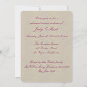 Burlap Rustikal Pink Mason Jars Probe Dinner Einladung (Rückseite)