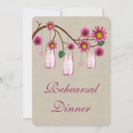 Burlap Rustikal Pink Mason Jars Probe Dinner Einladung