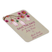 Burlap Rustikal rosa Mason Jars retten das Date Ma Magnet (Rechte Seite)