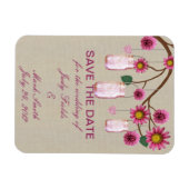 Burlap Rustikal rosa Mason Jars retten das Date Ma Magnet (Horizontal)