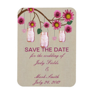 Burlap Rustikal rosa Mason Jars retten das Date Ma Magnet