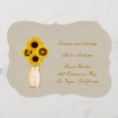 Burlap Rustikale Gelbe Mason Jar Empfang Card Einladung (Vorne/Hinten)