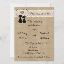 Burlap rustikale lustige Katzen in der Liebe Hochz Einladung