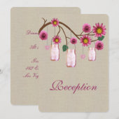 Burlap Rustikale Pink Mason Jars Empfang Card Einladung (Vorne/Hinten)