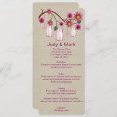 Burlap Rustikale rosa Mason Jars Menükarte (Vorne/Hinten)