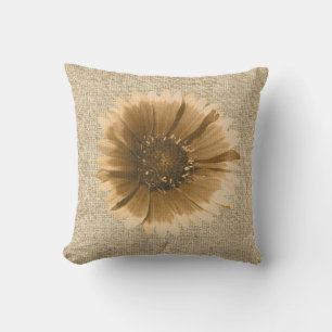 Burlap rustikale Sonnenblume dekoratives Kissen