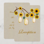 Burlap Rustikale Yellow Mason Jars Empfang Card Einladung (Vorne/Hinten)
