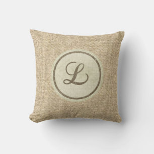 Burlap rustikaler Buchstabe L dekoratives Kissen